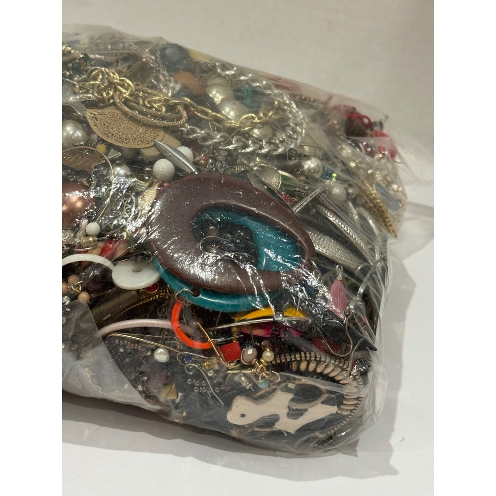 6.4 lbs Mixed Costume Jewelry Lot Bulk Crafting Beads Earrings Mystery Lot As Is - Picture 8 of 10